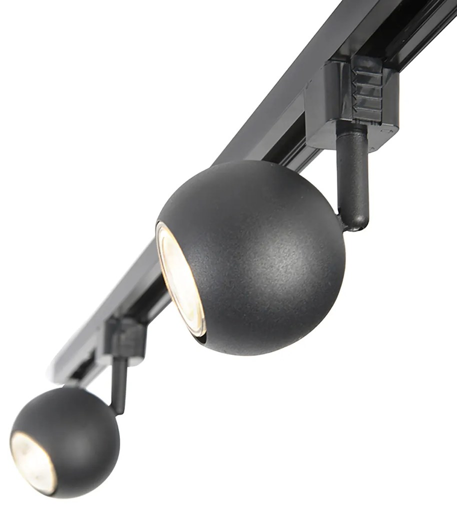 LED Sistema de trilhos inteligente monofásico c/ 5 GU10 Wi-Fi pretos - Gissi Moderno