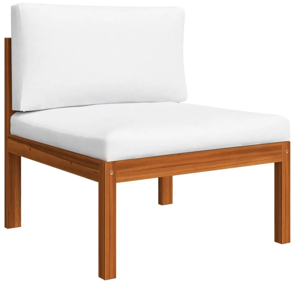 11 pcs conjunto lounge jardim c/ almofadões acácia maciça creme
