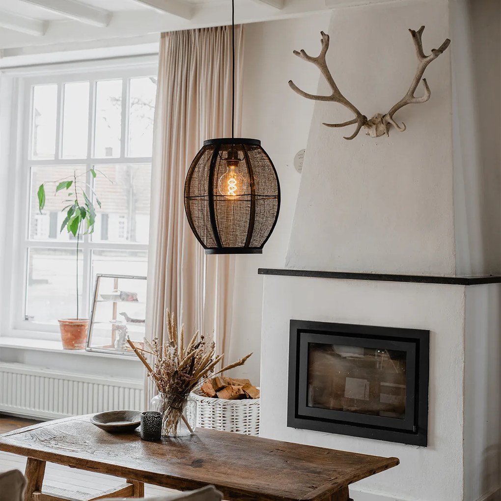 Candeeiro de suspensão oriental preto 35 cm - Rob