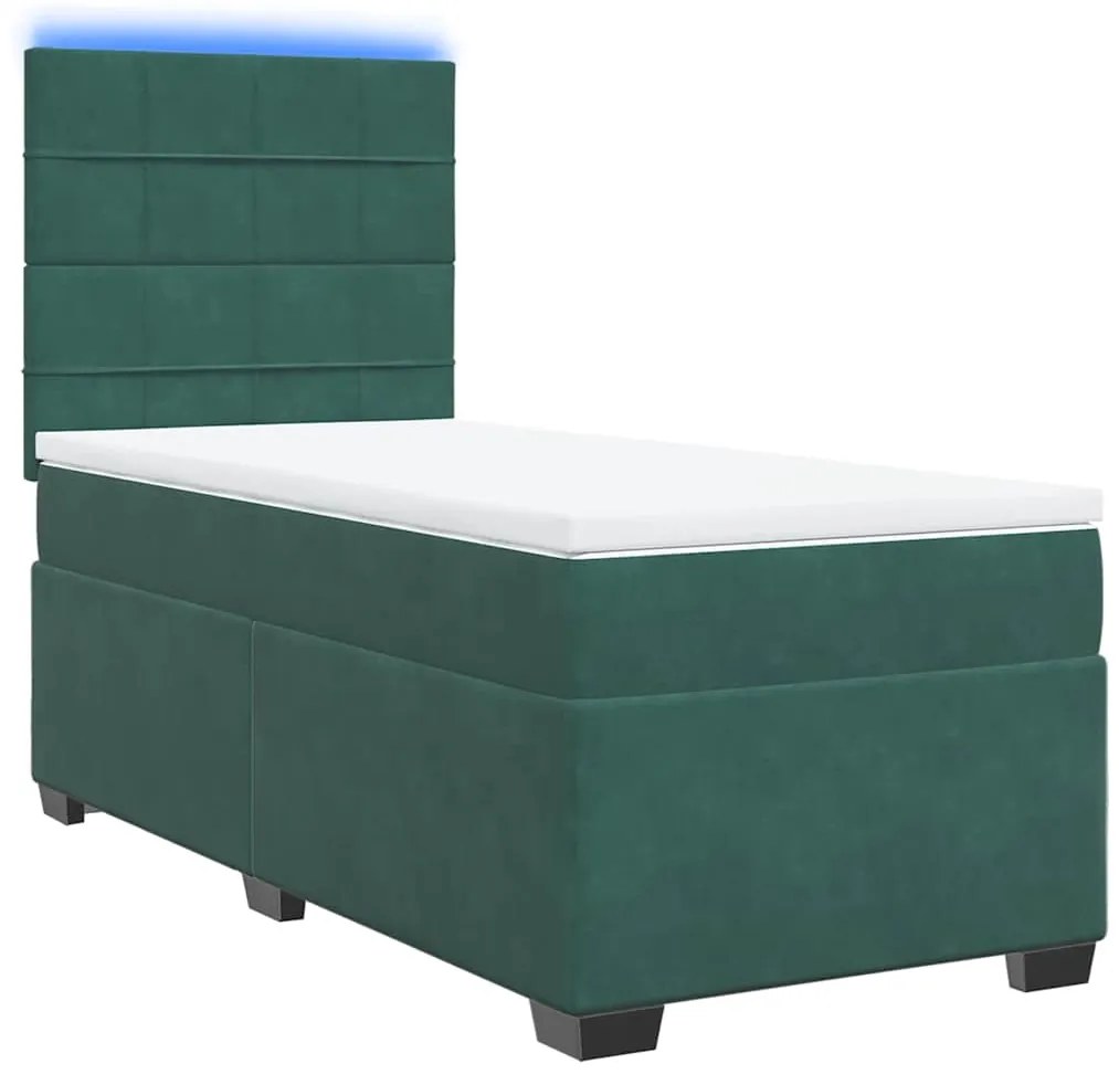 Cama com molas/colchão 80x200 cm veludo verde-escuro