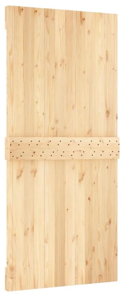 Porta de correr com ferragens 95x210 cm madeira de pinho maciça