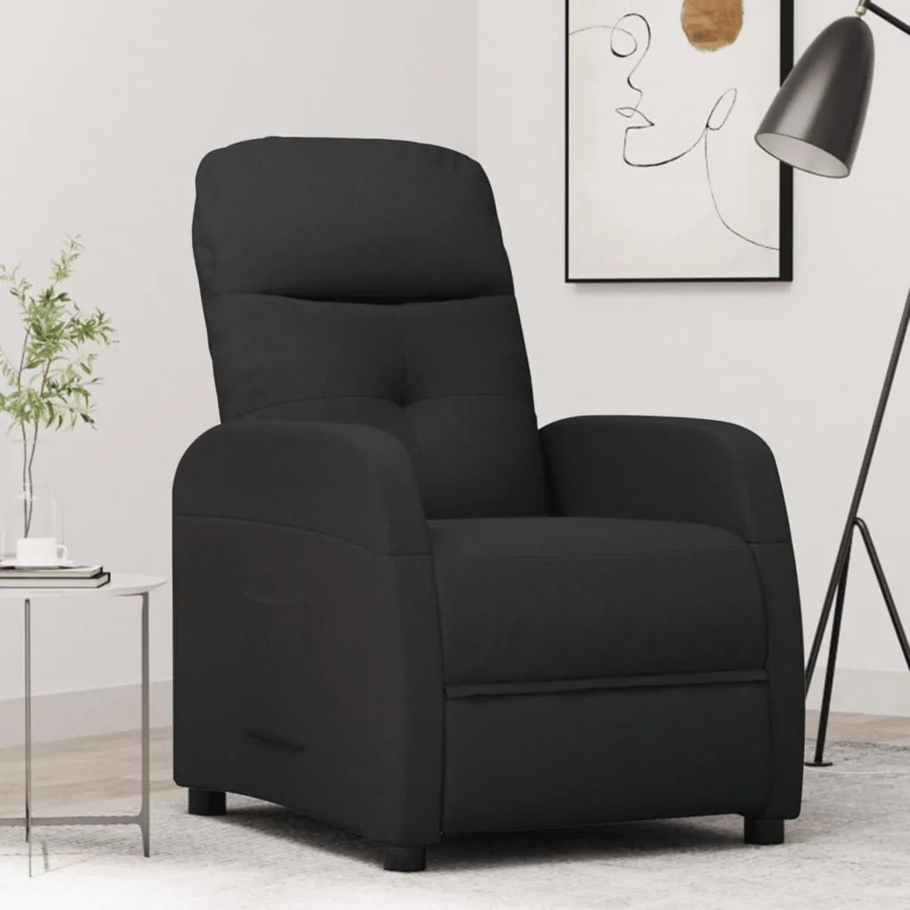 vidaXL Poltrona reclinável tecido preto