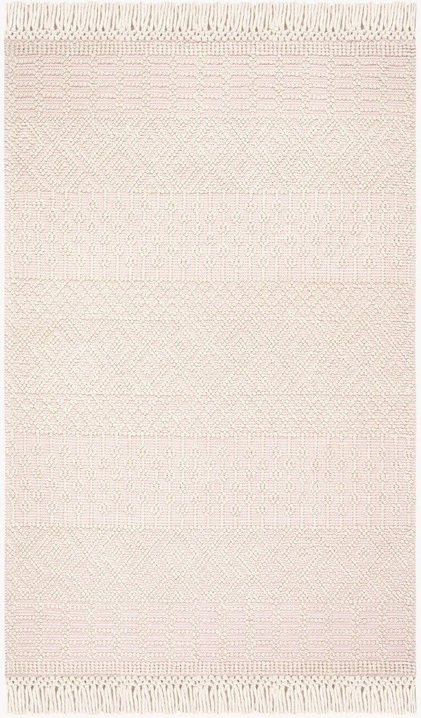 Tapete em lã artesanal de pelo curto bege