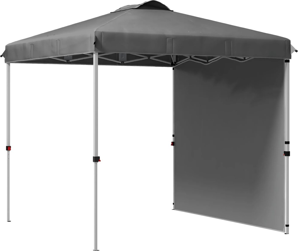 Outsunny Tenda Dobrável 2,5x2,5 m Tenda de Jardim com 1 Parede Lateral Altura Ajustável para Campismo Festas Cinza Escuro | Aosom Portugal