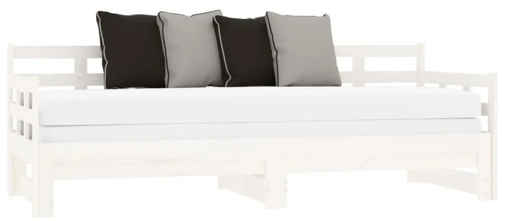 Estrutura sofá-cama de puxar 2x(80x200) cm pinho maciço branco