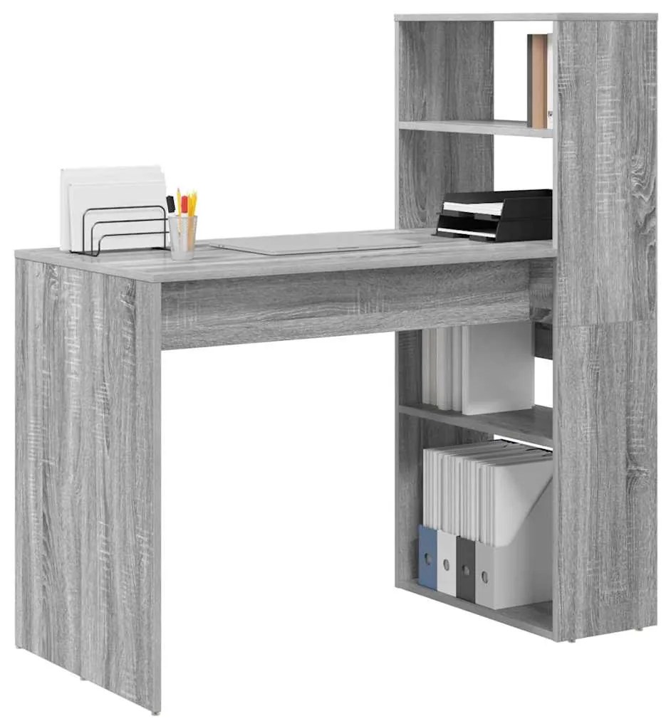 Secretária com Armazenamento Cinzento Sonoma 113x54x120 cm Aglomerado