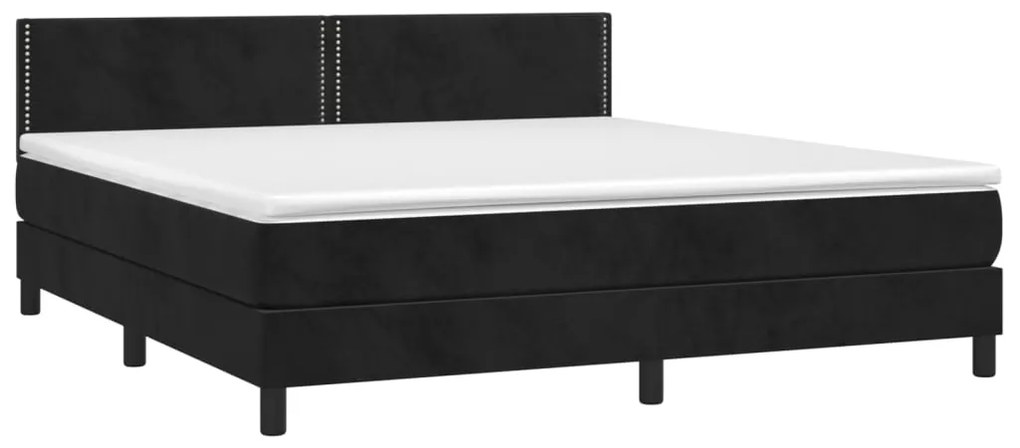 Cama box spring c/ colchão/LED 180x200 cm veludo preto