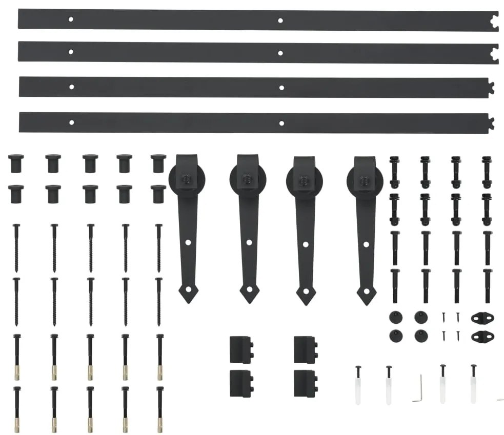 Kit de ferragens para porta deslizante 2x183 cm aço preto