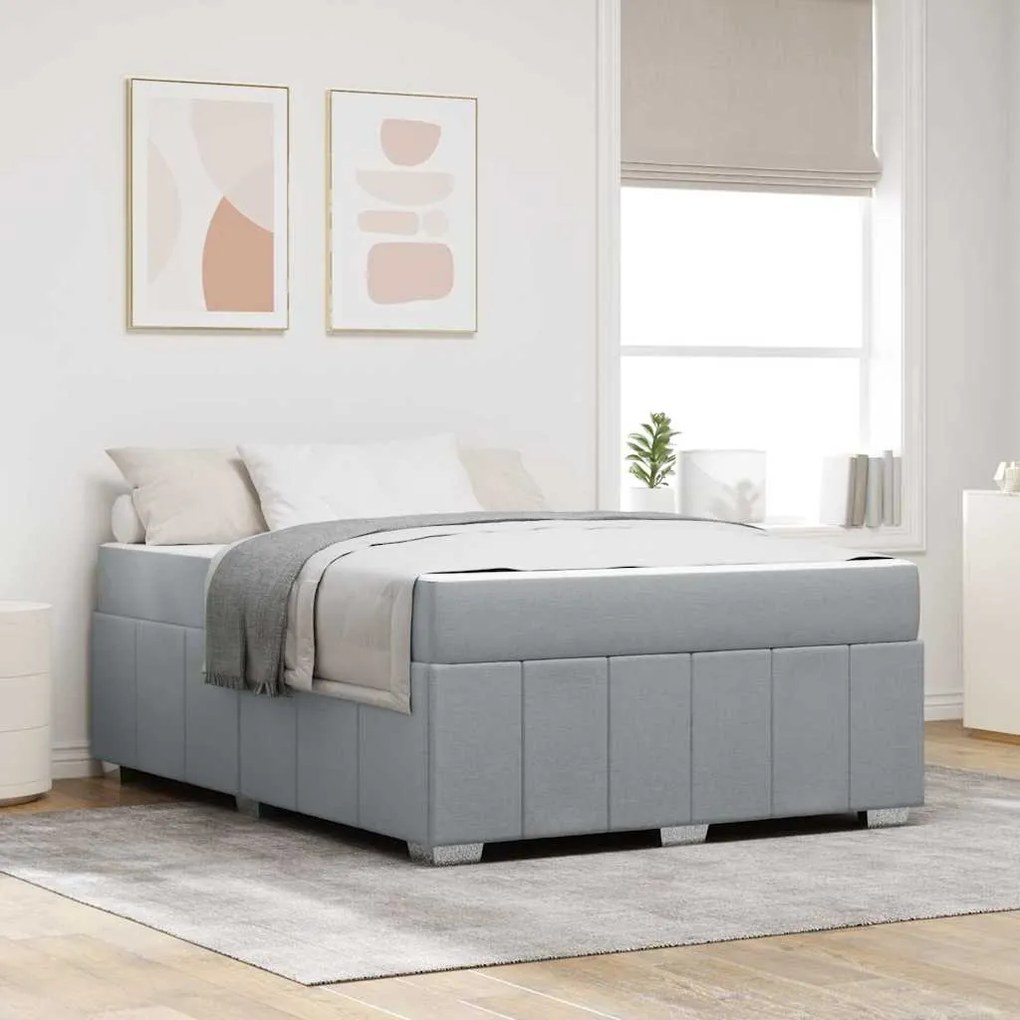 vidaXL Estrutura da Cama Cinzento-claro 140 x 200 cm tecido