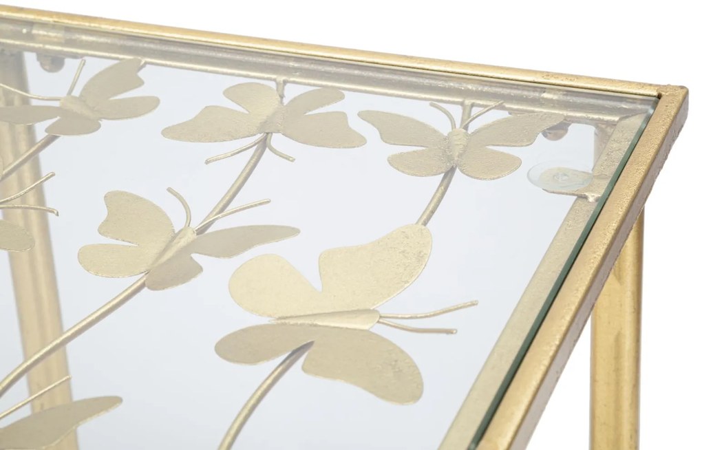 MESA DE CONSOLA VIDRO 100X35X80 CM DOURADO