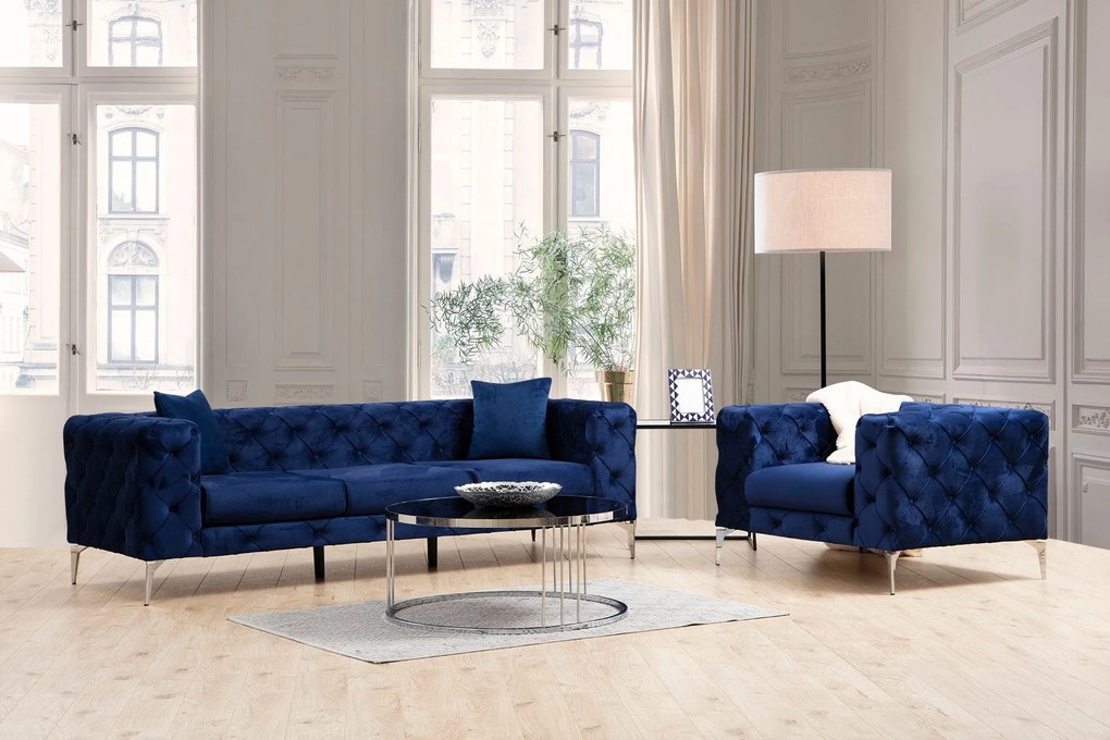 Sofá de 3 Lugares Como – Azul Marinho – 237 x 70 x 90 cm