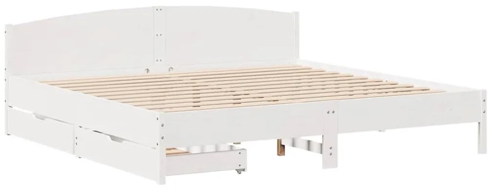 Cama sem colchão 200x200 cm madeira de pinho maciça branco