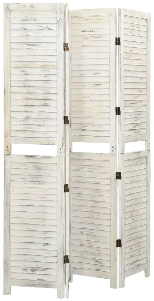 Biombo com 4 painéis 140x165 cm madeira branco antigo