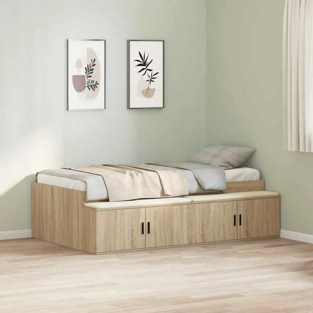Estrutura de Cama com Armazenamento Carvalho Sonoma 100x200 cm