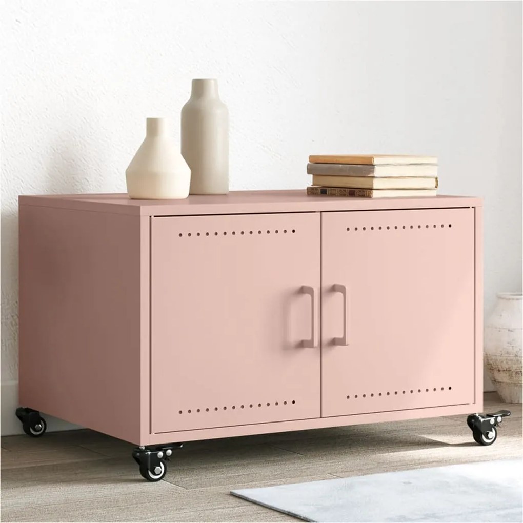 vidaXL Mesa de centro 68x50x43,5 cm aço rosa