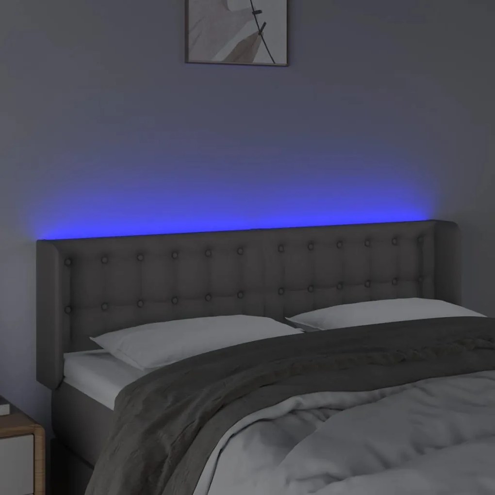 Cabeceira cama c/ LED 147x16x78/88 cm couro artificial cinzento