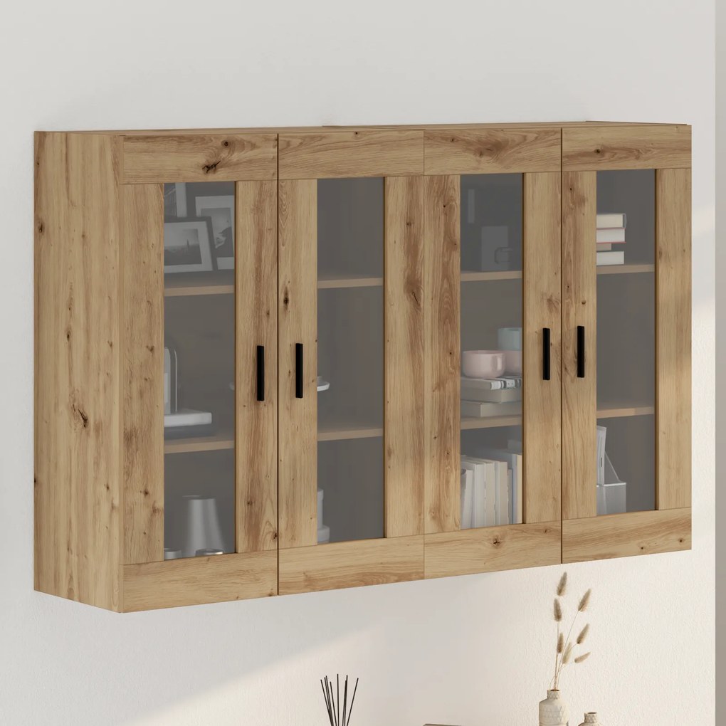 vidaXL Armários de Parede 2 pcs Carvalho Artesanal 69.5x34x90 cm Madeira Reconstituída