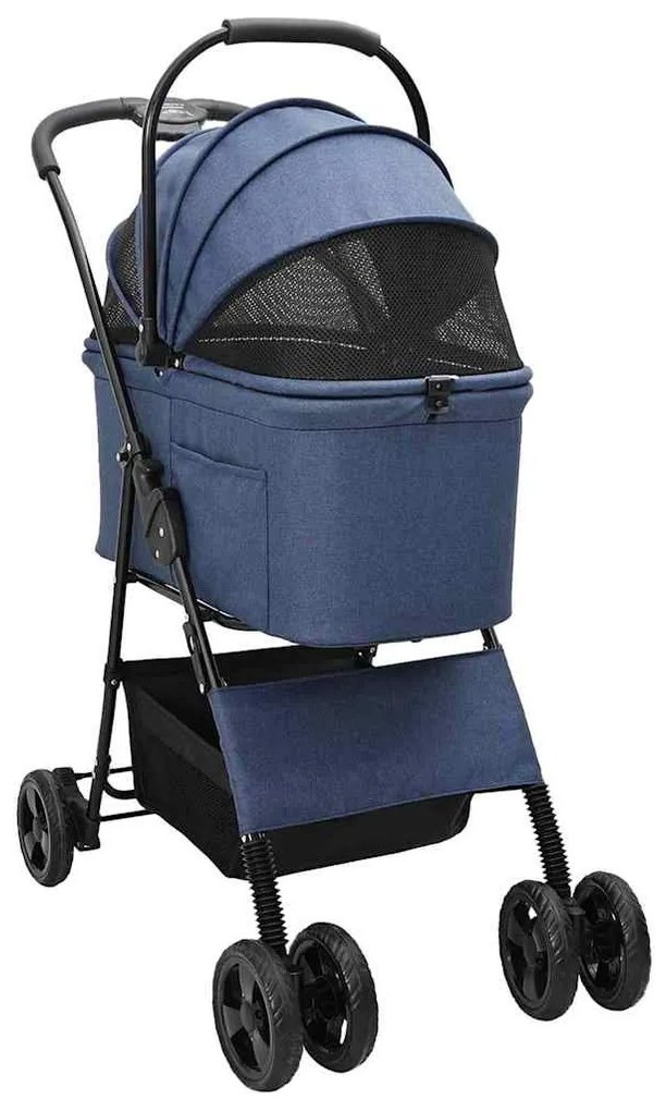 Carrinho de Pet Dobrável Azul 81 x 47 x 99 cm Tecido Oxford