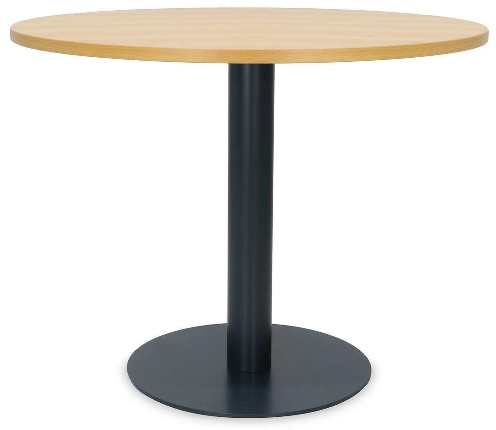 Mesa de Reunião Redonda 1000x750 mm – Tampo Faia Melamina, Estrutura Antracite