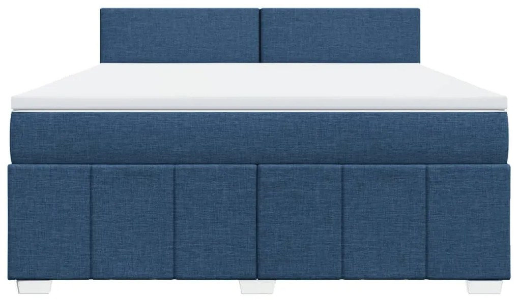 Cama com molas/colchão 180x200 cm tecido azul
