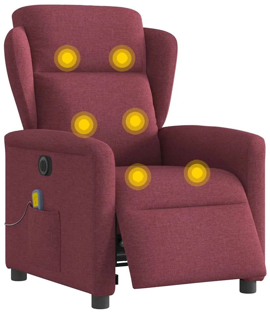 Poltrona reclinável de massagens elétrica tecido vermelho tinto