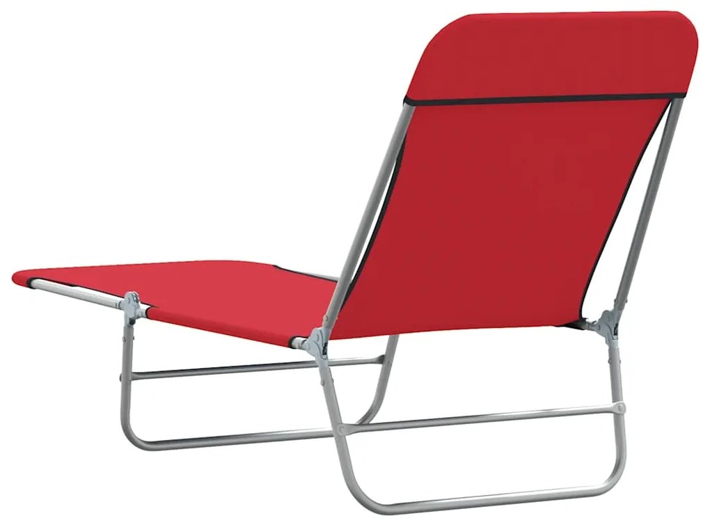 Espreguiçadeiras dobráveis 2 pcs aço e tecido vermelho