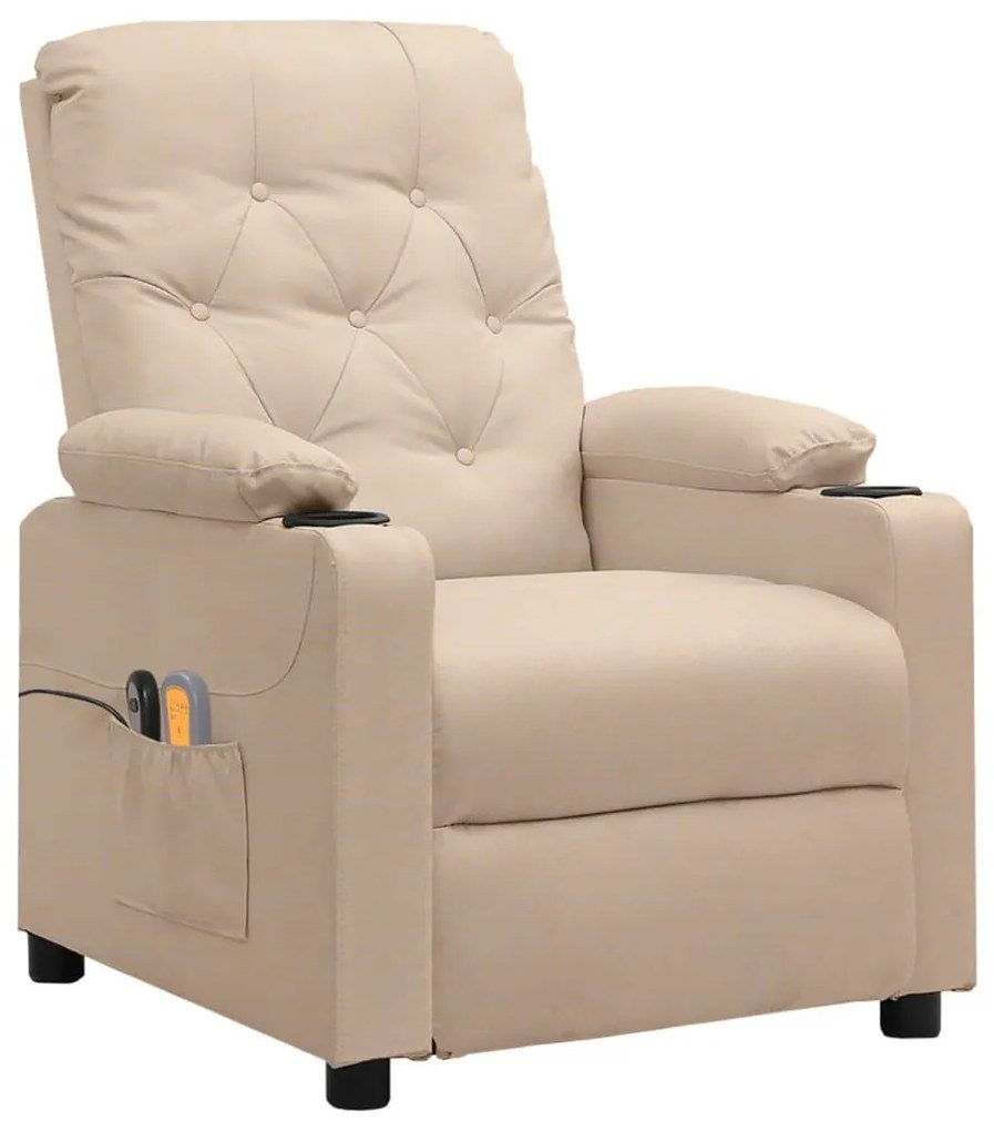 Poltrona elevatória de massagens elétrica tecido creme