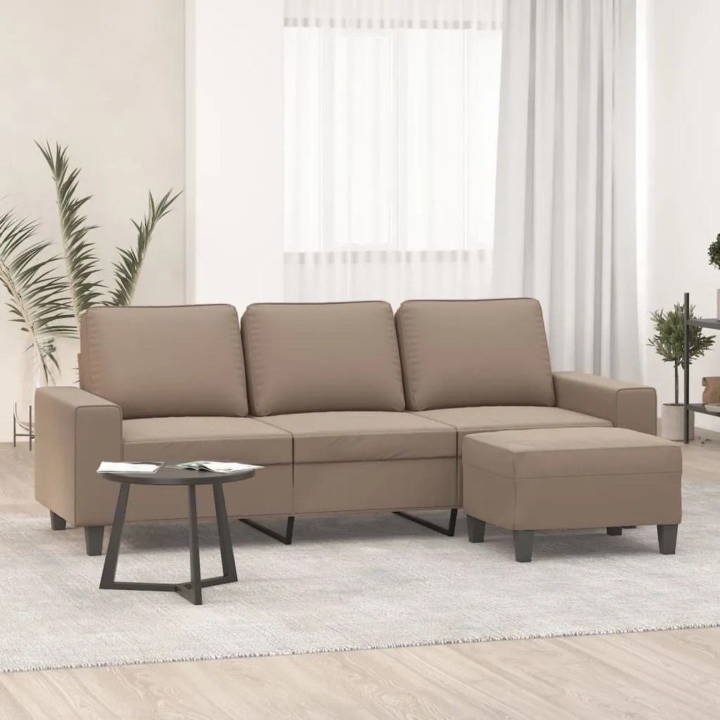 vidaXL Sofá 3 lugares c/ apoio pés 180 cm microfibra cinza-acastanhado