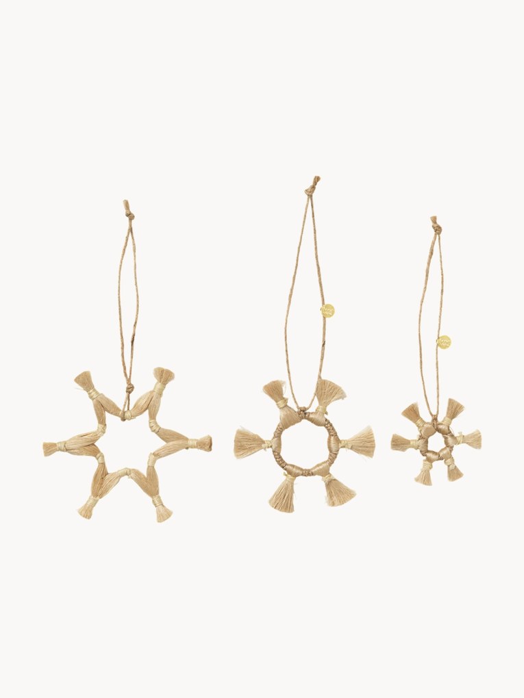 Jute Tree Pendants Stars, Set of 3
