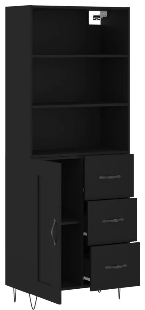 Armário alto 69,5x34x180 cm derivados de madeira preto