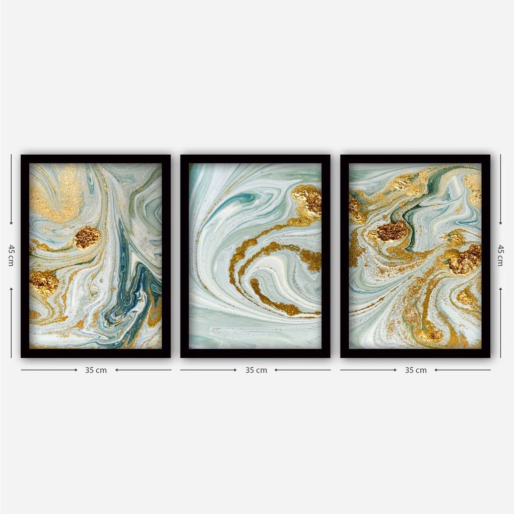 Pintura Decorativa em Moldura 3SC116 – Multicolor – 35 x 45 cm (3 Peça