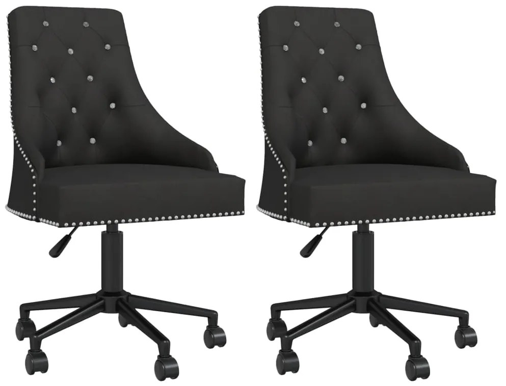 vidaXL Cadeiras de jantar giratórias 2 pcs veludo preto