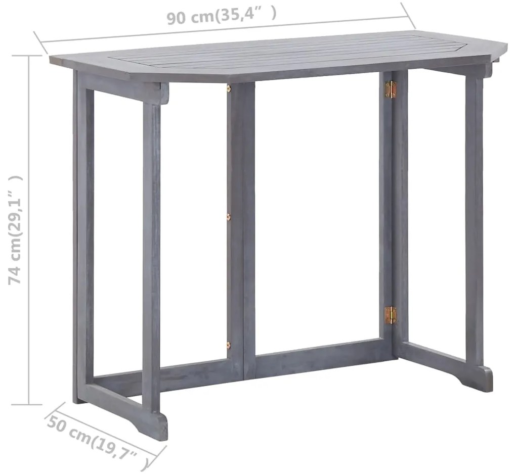 Mesa de varanda dobrável 90x50x74 cm madeira de acácia maciça