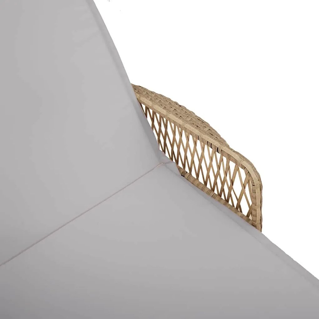 Espreguiçadeira Bege e cinza claro Rattan PE 157 x 55 x 92 cm