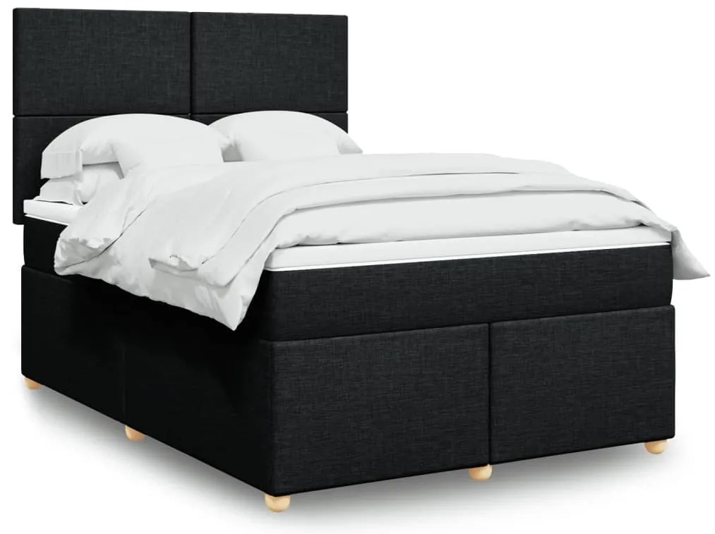 Cama com molas/colchão 140x190 cm tecido preto