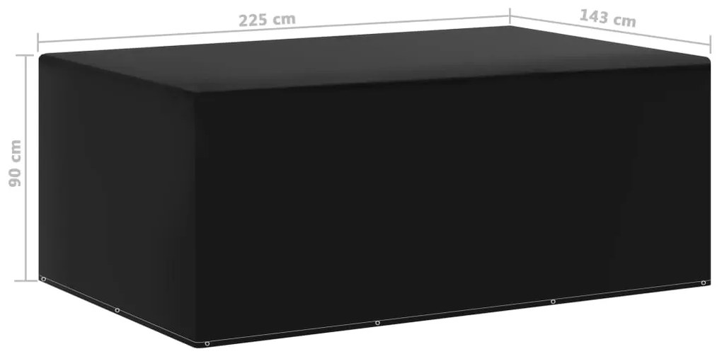 Capa para mobiliário de jardim com 7 ilhós 143x225x90 cm