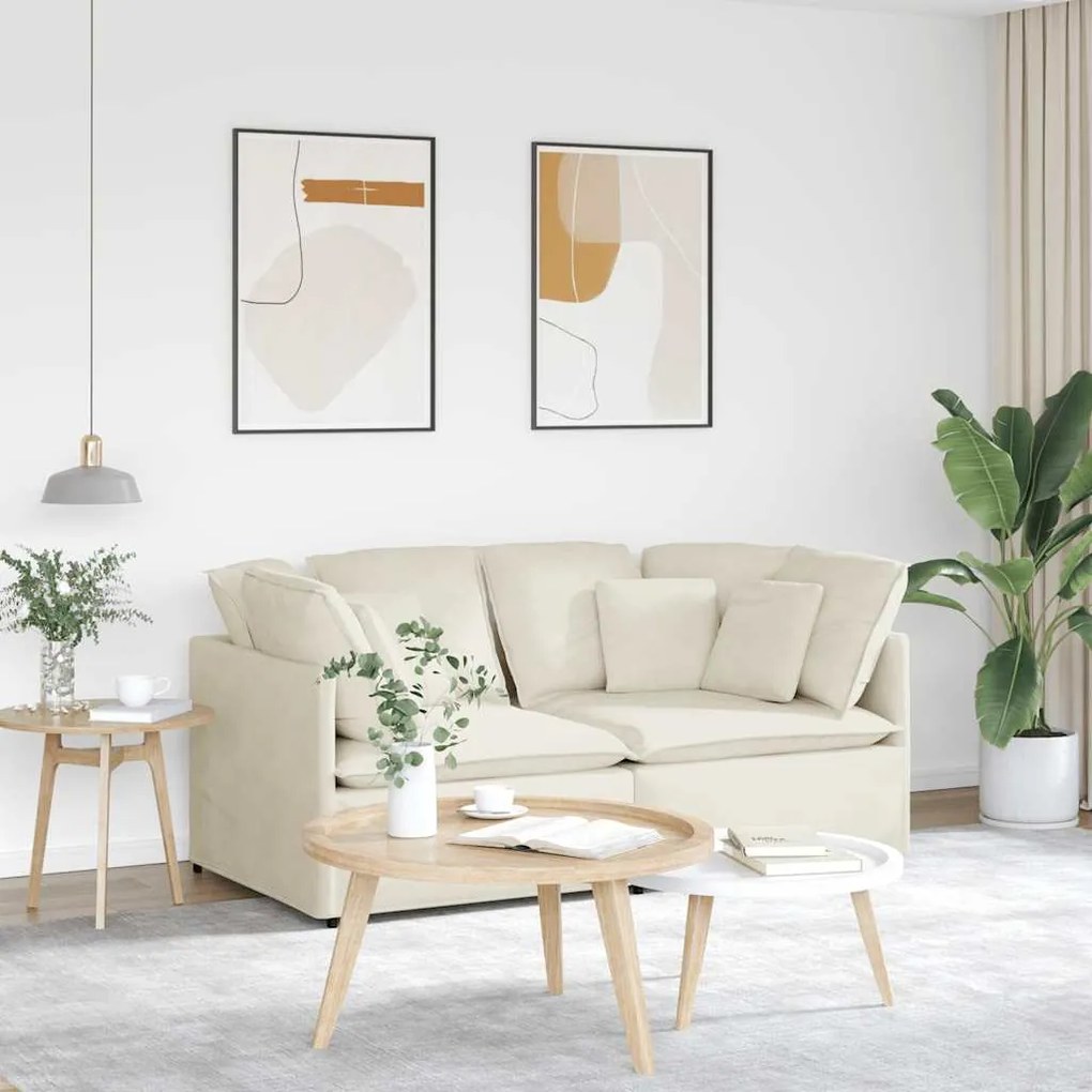 vidaXL Sofá modular com almofadas veludo creme
