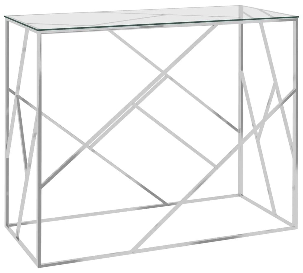 vidaXL Mesa de apoio 90x40x75 cm aço inoxidável prateado e vidro