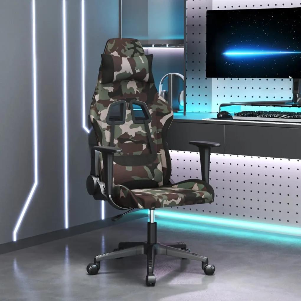 3143742 vidaXL Cadeira gaming tecido camuflado e preto