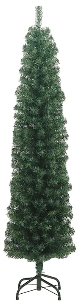Árvore de Natal artificial fina com suporte 210 cm PVC verde
