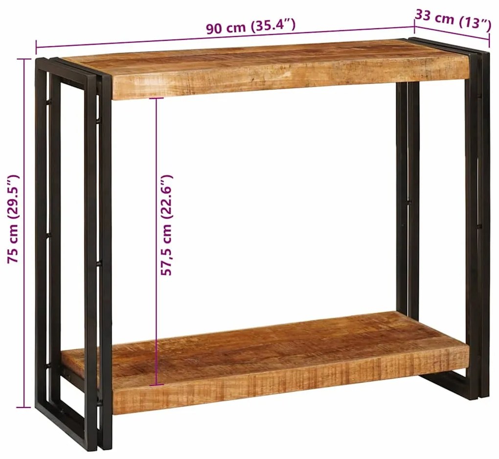 Aparador 90 x 33 x 75 cm Madeira de mangueira áspera maciça