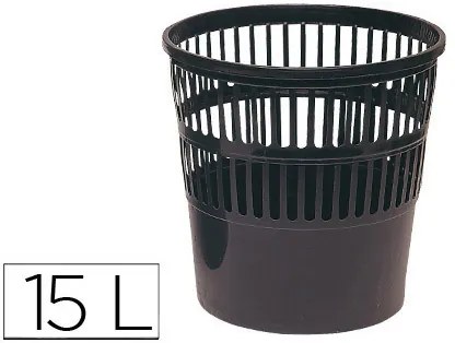Cesto de Papeis Plástico Preto 275 X 275 mm Capacidade para 15 Litros