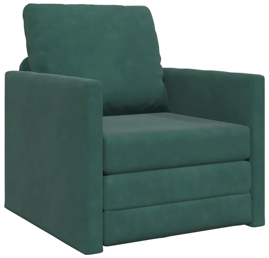 Sofá Cama 2 em 1 Verde Escuro 74x77x81 cm Veludo