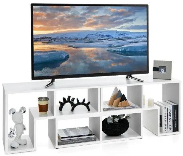 Mesa de vidro de 3 níveis com design oval moderno e prateleira transparente de três níveis