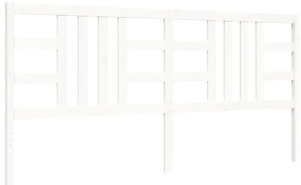 Estrutura de cama com cabeceira 200x200cm madeira maciça branco