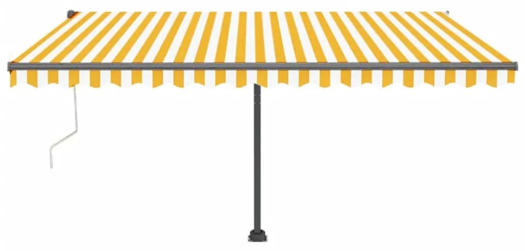 Toldo autom. LED e sensor de vento 450x300 cm amarelo/branco