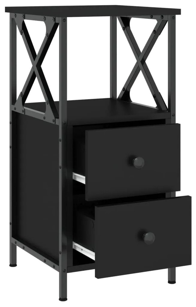 Mesas de cabeceira 2 pcs 34x35,5x70 cm derivados madeira preto