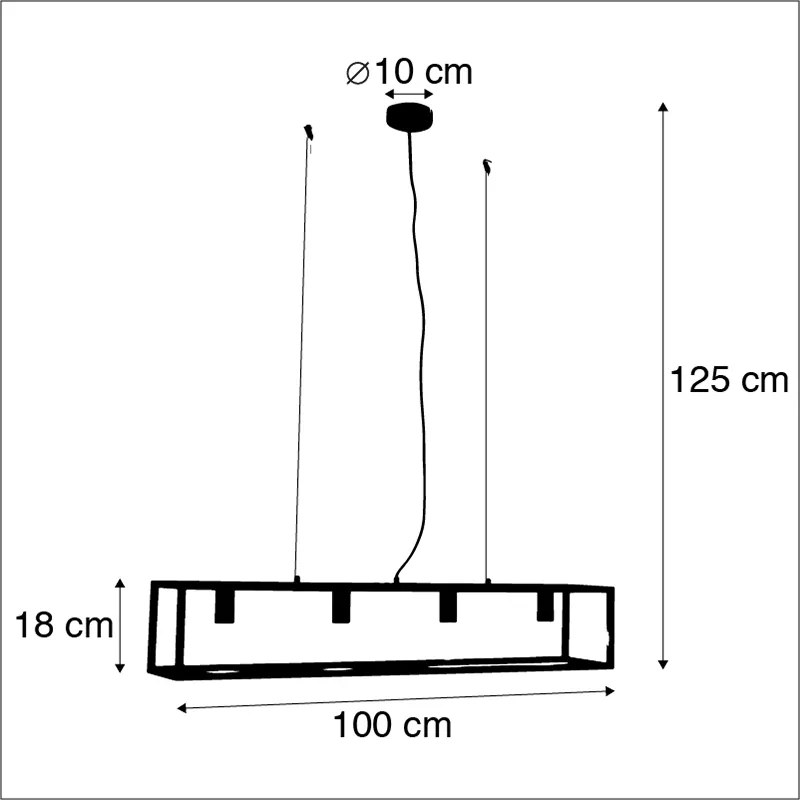 Candeeiro de suspensão industrial preto - Cage 4 Industrial