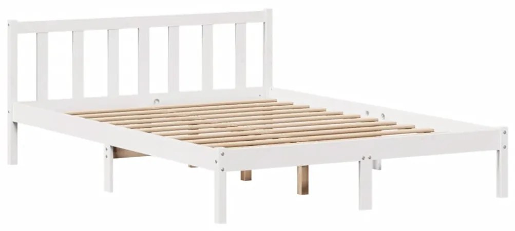 Cama sem colchão 140x190 cm madeira de pinho maciça branco