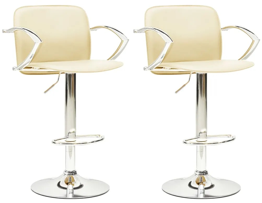 vidaXL Bancos de bar 2 pcs couro artificial cor creme